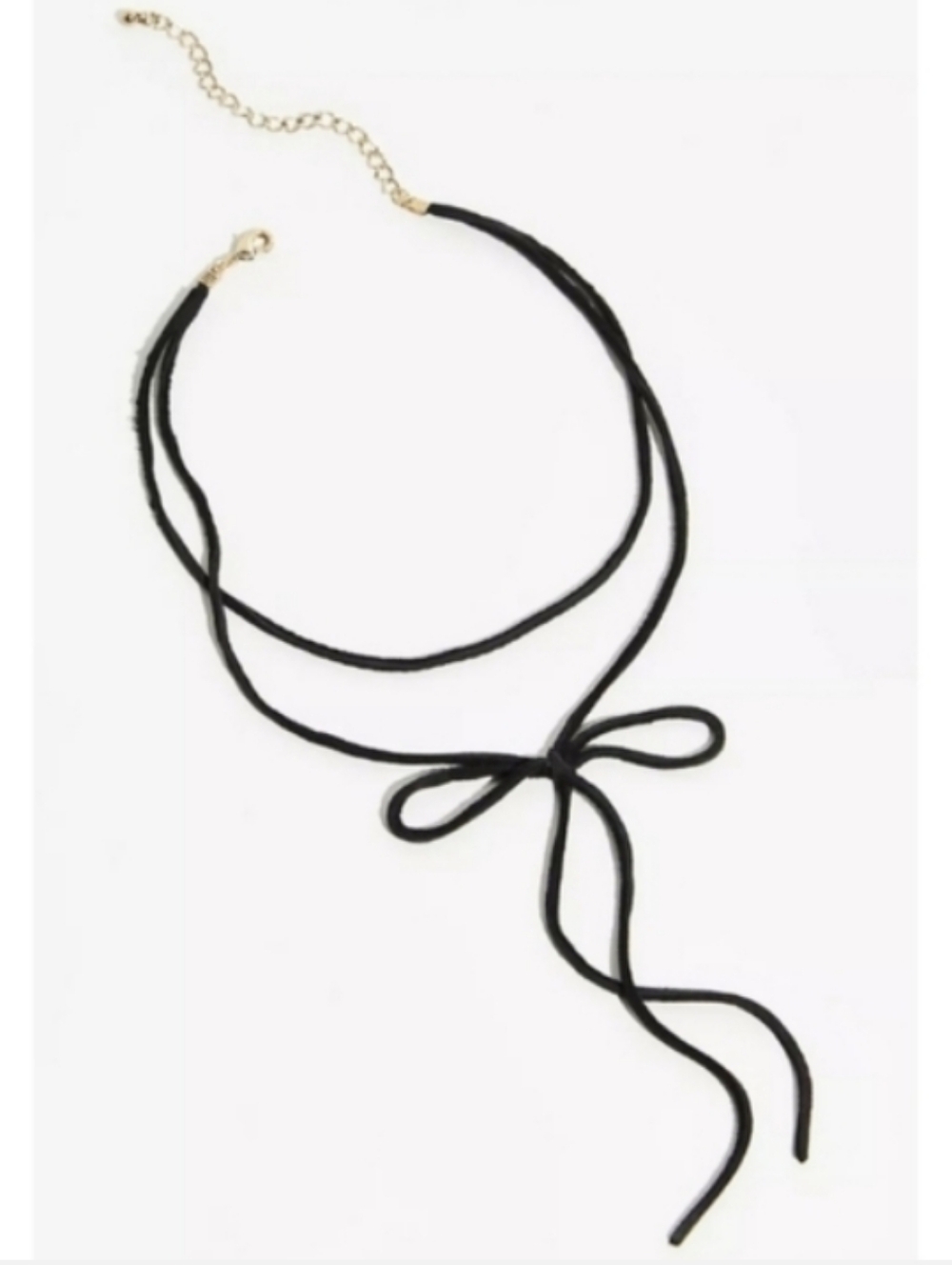 Free People Layered Nancy Suede Black Leather Bow Necklace